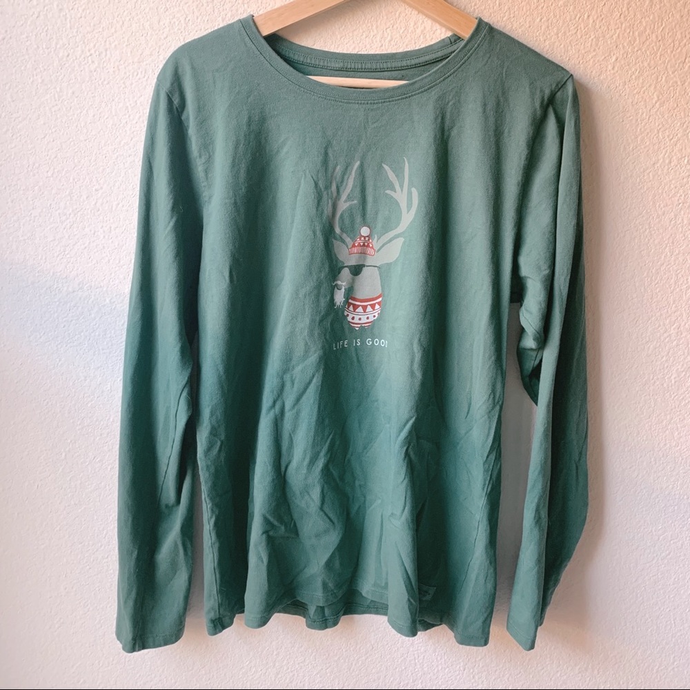 Life Is Good Long Sleeve Christmas Graphic Tee